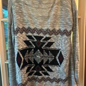 Trillium Gray and Black Geometric Cardigan